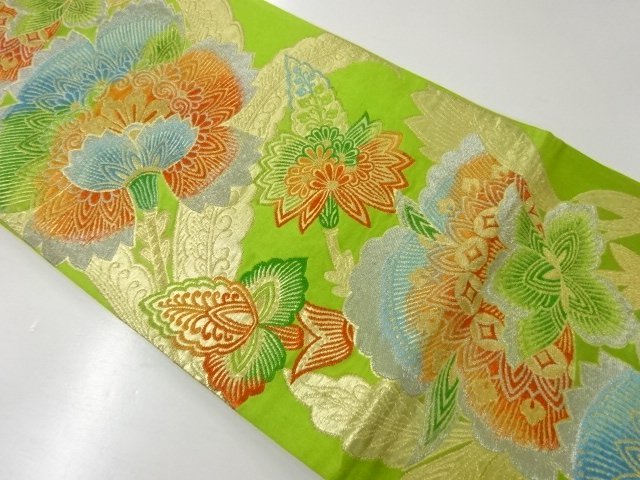 JAPANESE KIMONO / ANTIQUE KARAHANA PATTERN WOVEN FUKURO OBI (MATERIAL)
